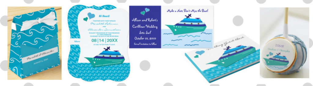 blue waves and ship wedding cruise invitations collection