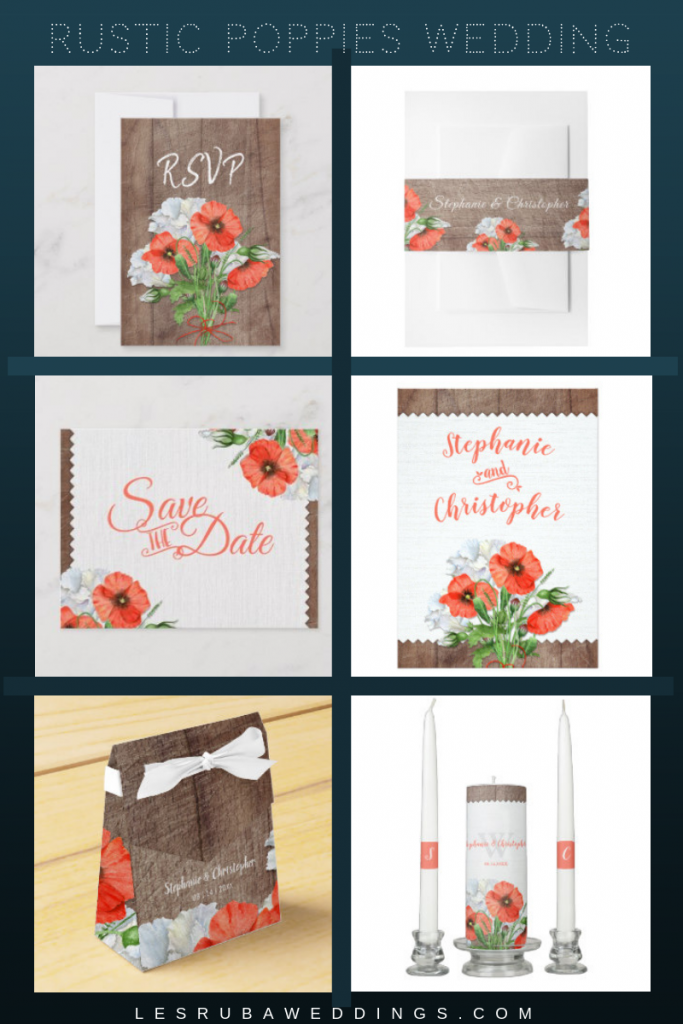 rustic poppies floral wedding suite